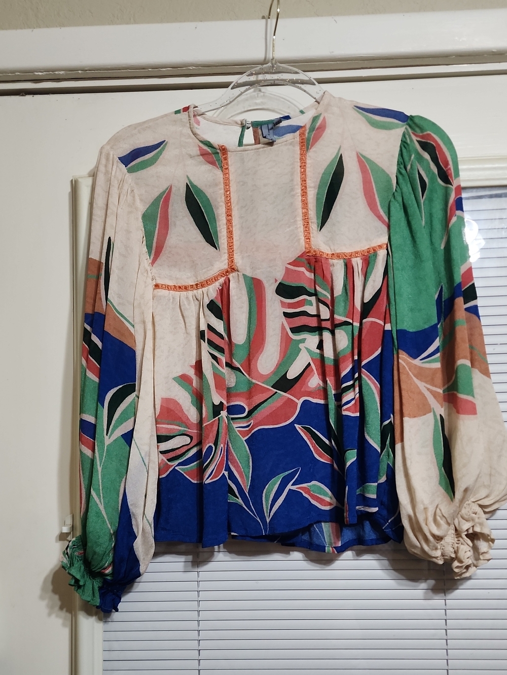 Boho Floral Balloon-Sleeve Blouse in Multicolor (Anthro)